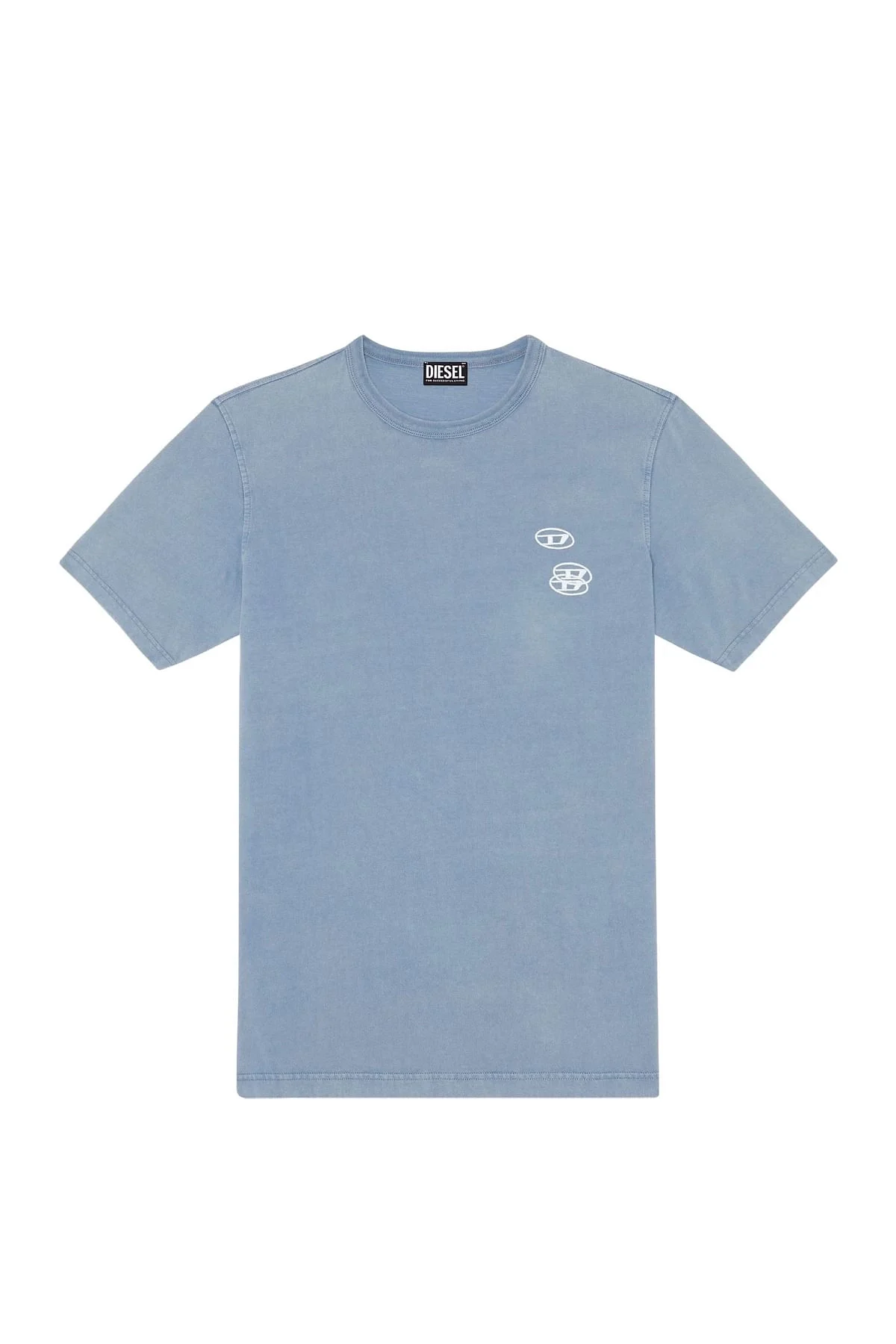 Blue Faded T-shirt with triple logo embroidery