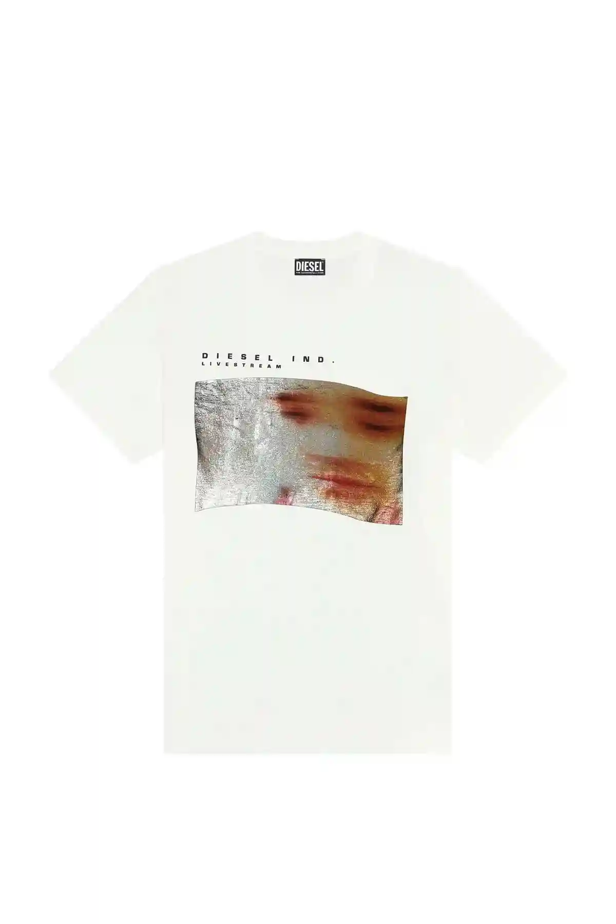 White T-shirt with metallic blurry-face print