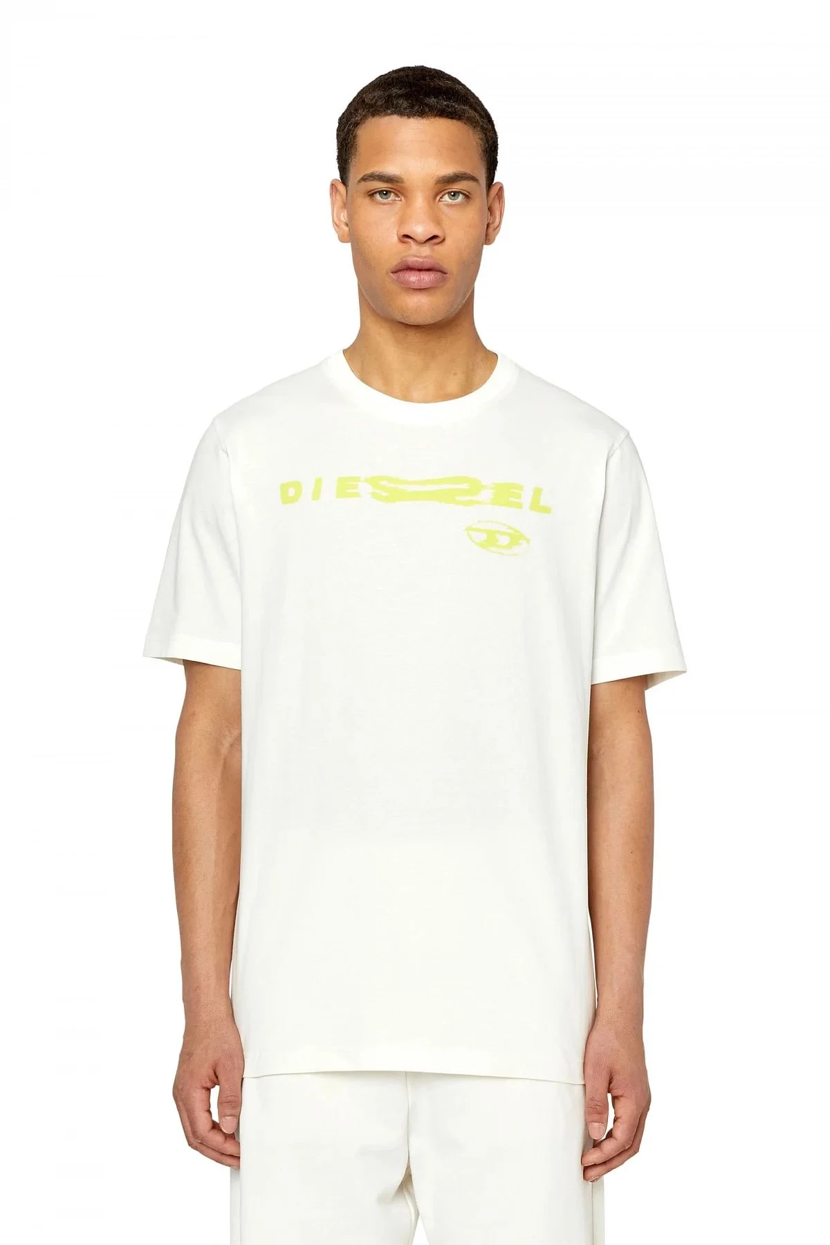 White T-shirt with distorted logo print