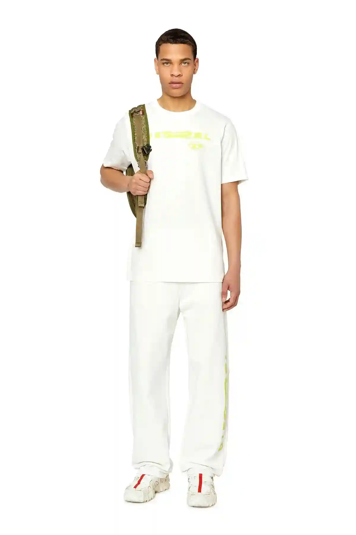 White T-shirt with distorted logo print