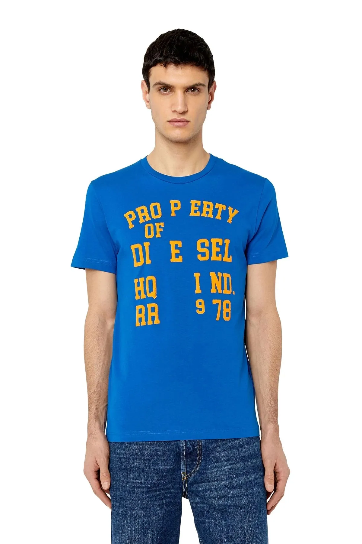 Blue T-shirt with Property of Diesel print