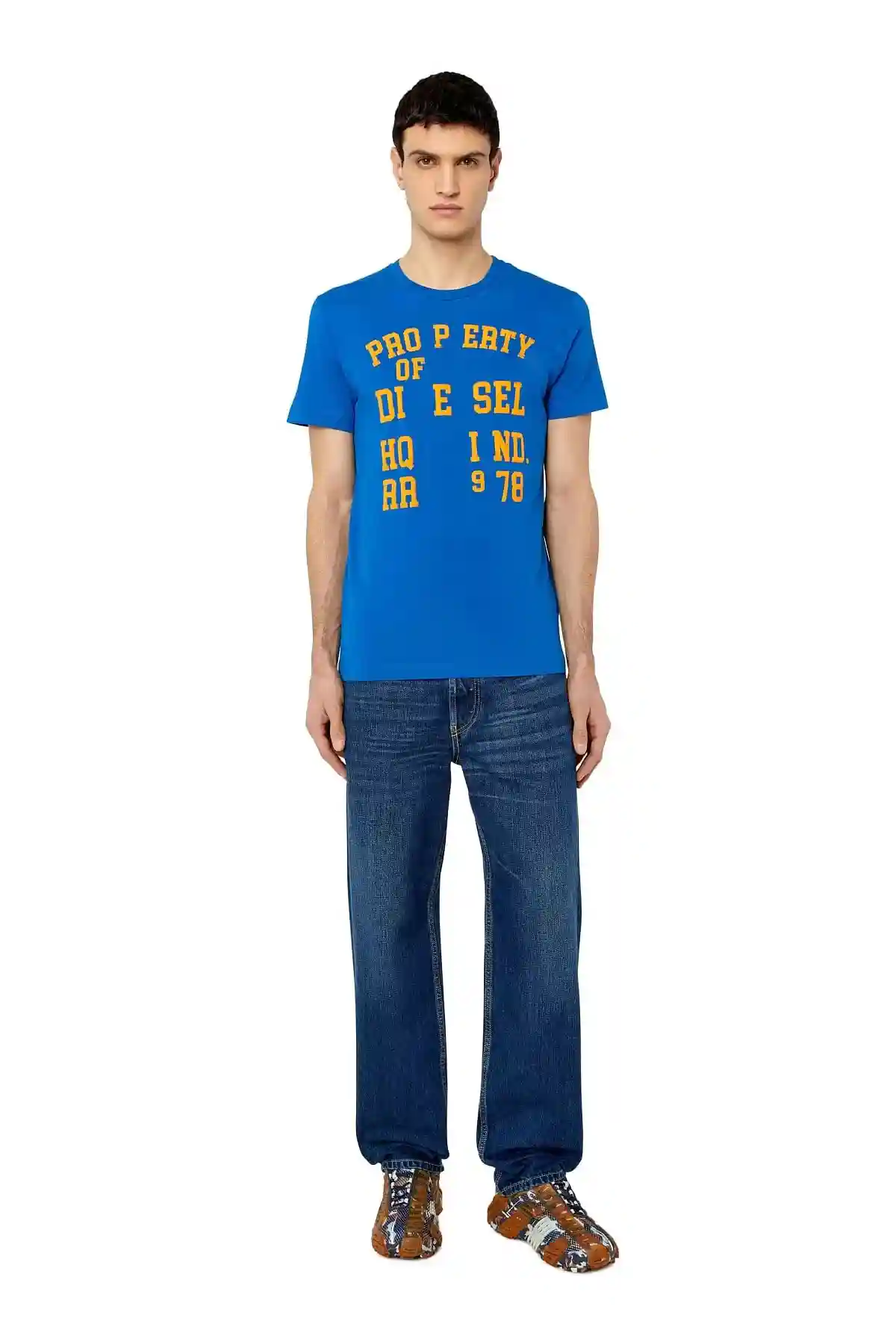 Blue T-shirt with Property of Diesel print