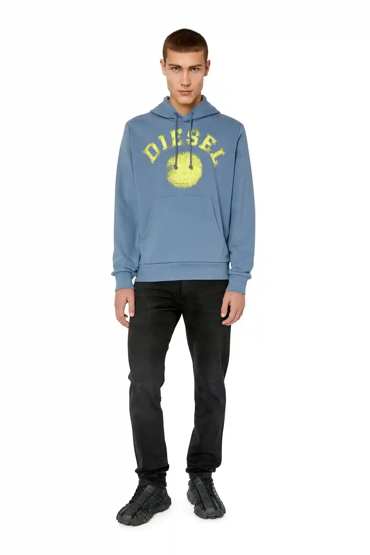 Blue Hoodie with Diesel circle print