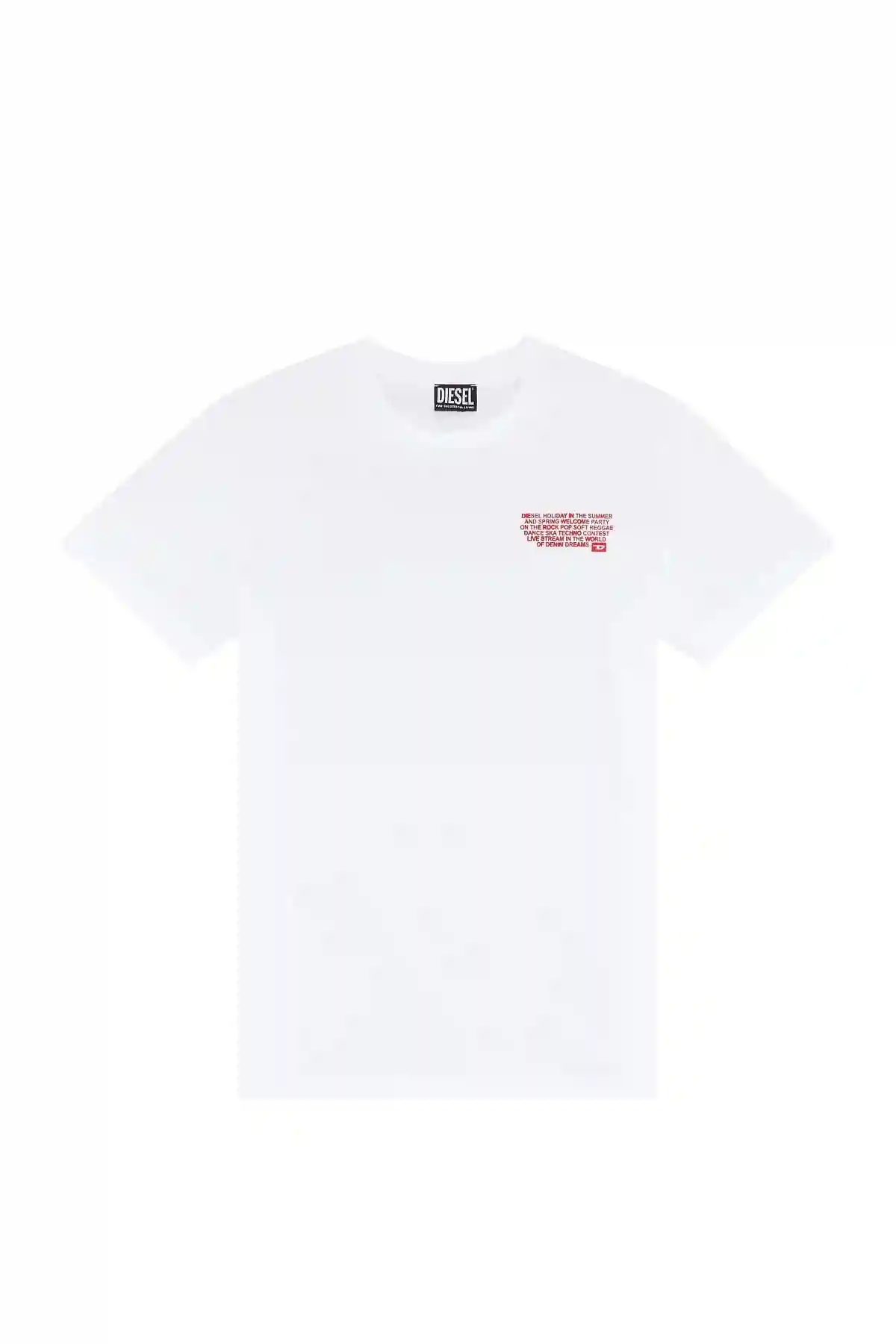 Red and White T-shirt with Diesel Holiday logo print