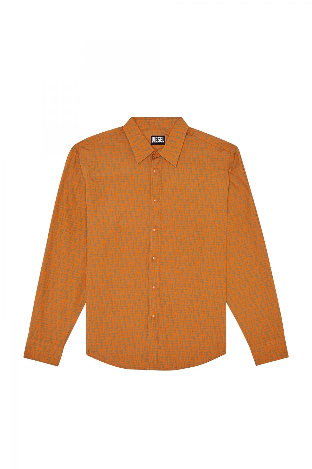 Orange Long-sleeve shirt in logo-print poplin