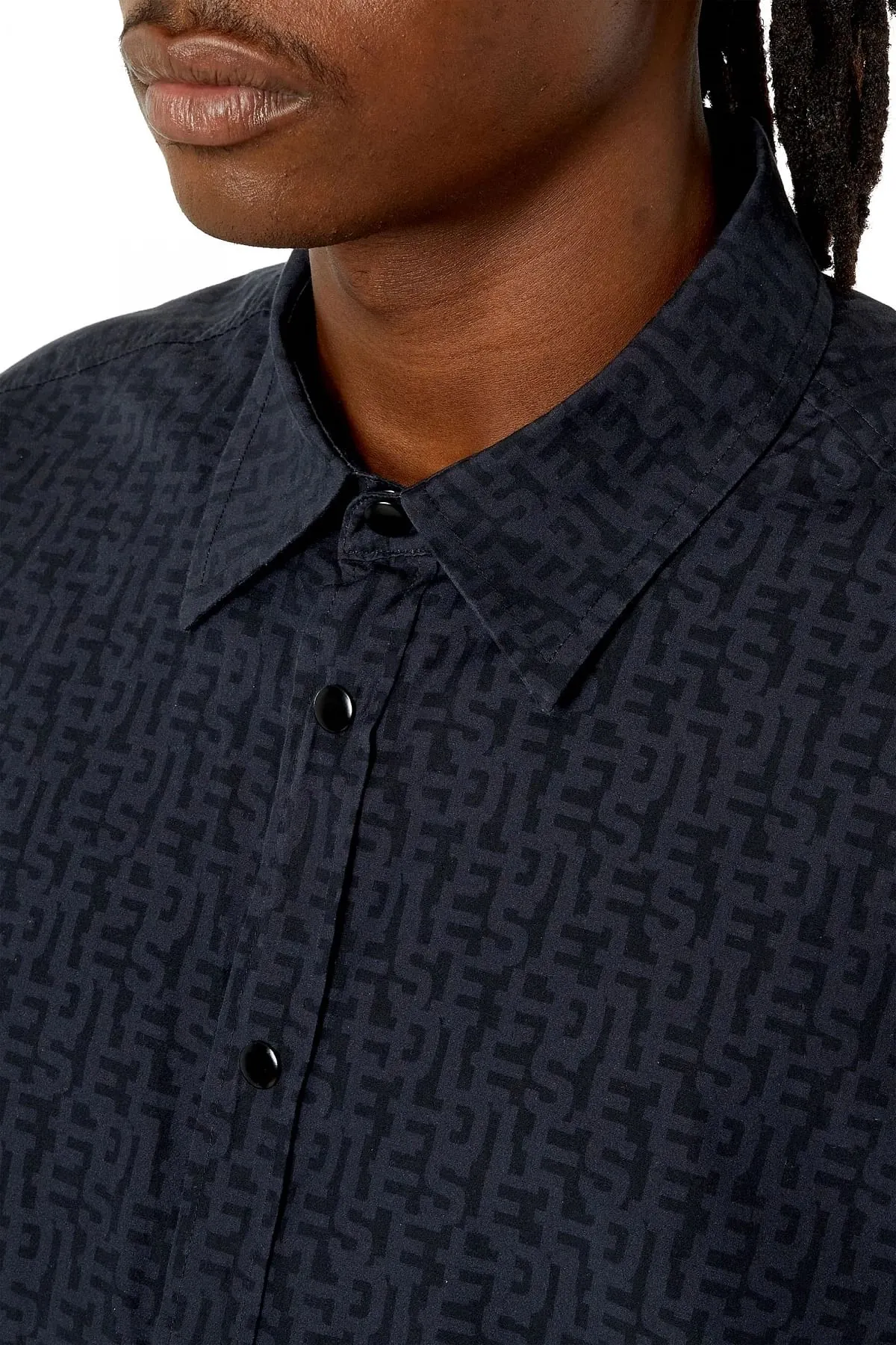 Black Long-sleeve shirt in logo-print poplin