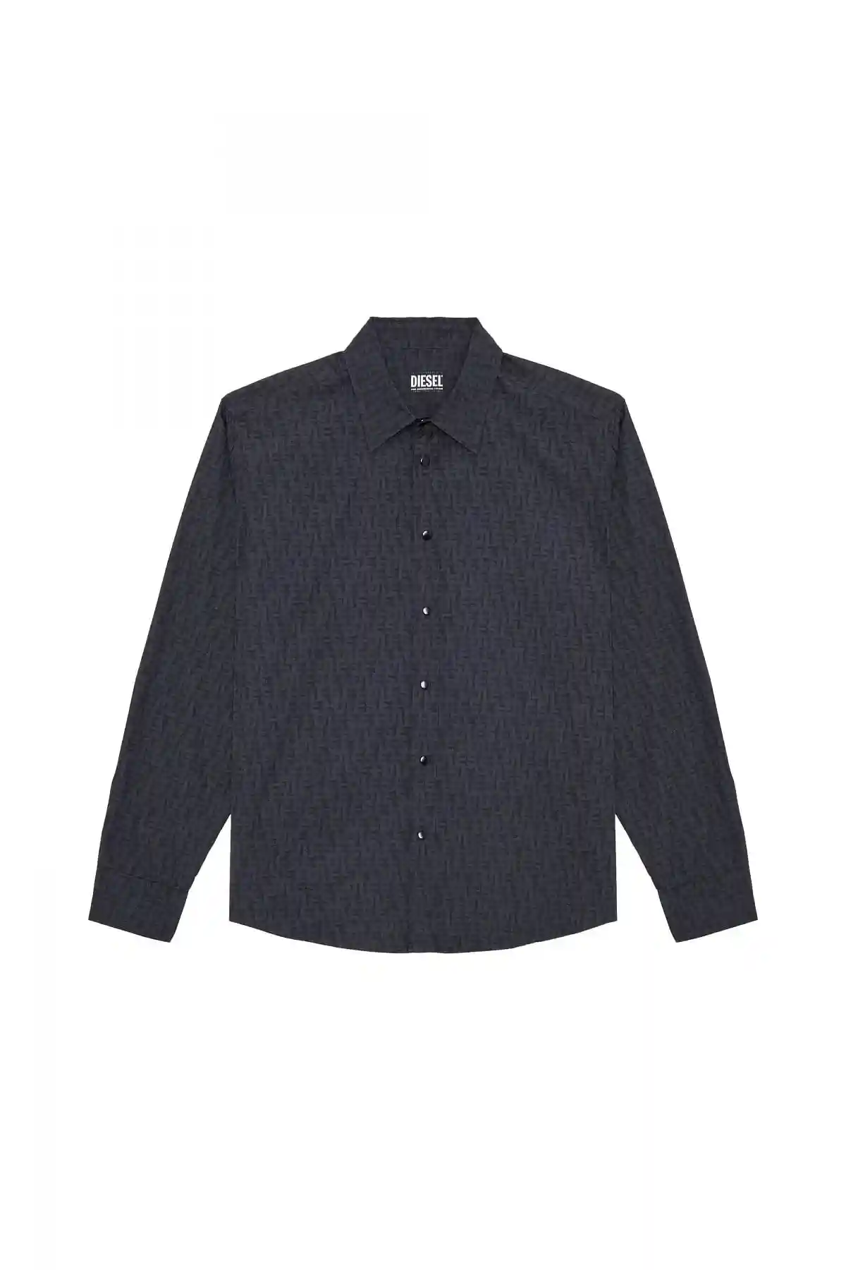 Black Long-sleeve shirt in logo-print poplin