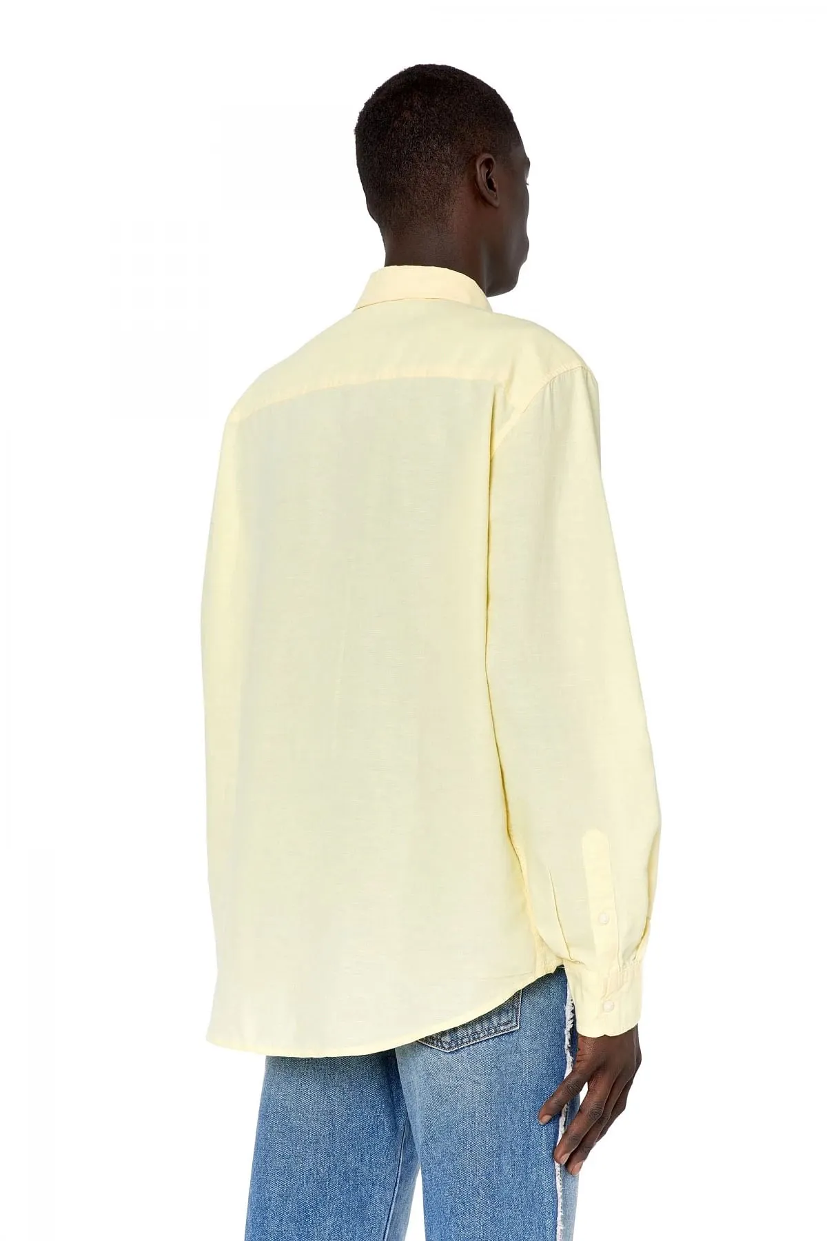 Yellow Long-sleeve cotton and hemp shirt