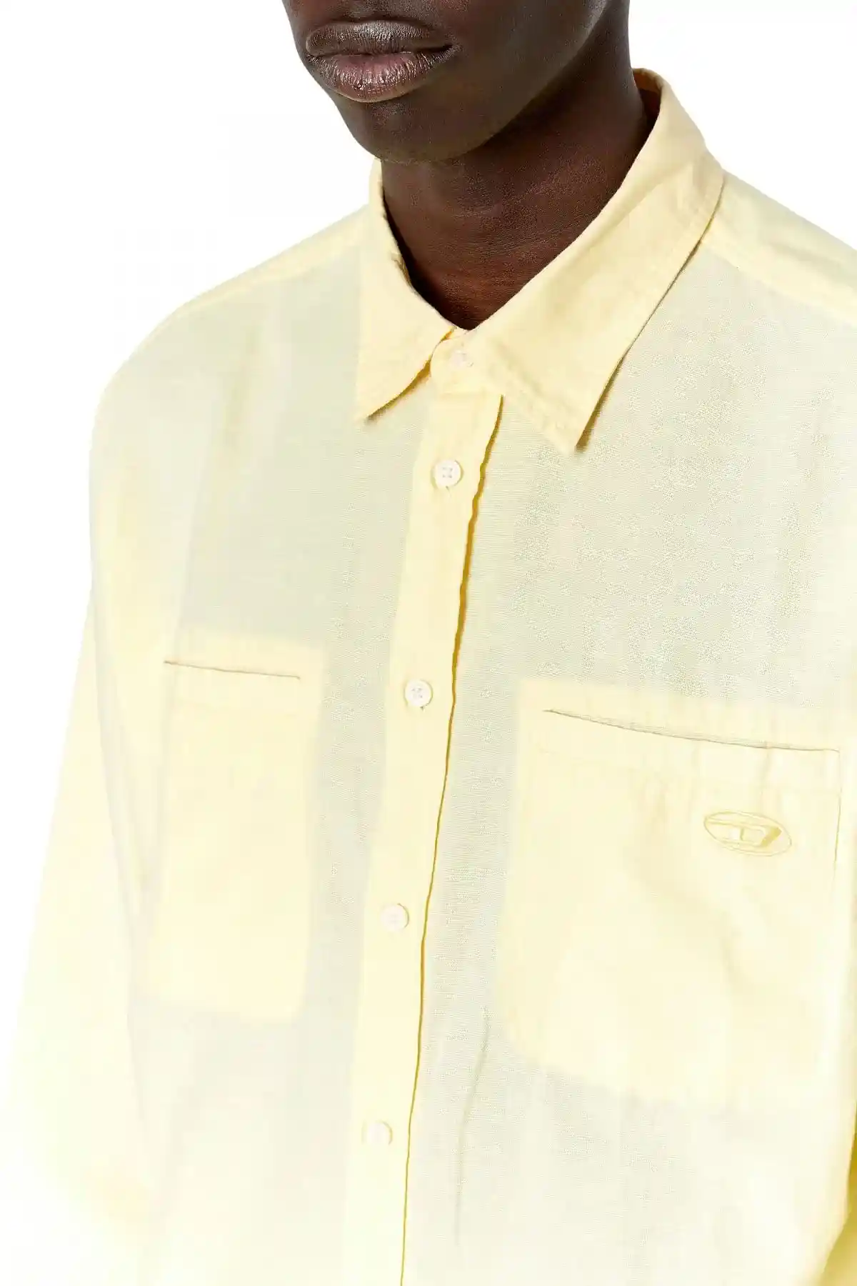 Yellow Long-sleeve cotton and hemp shirt