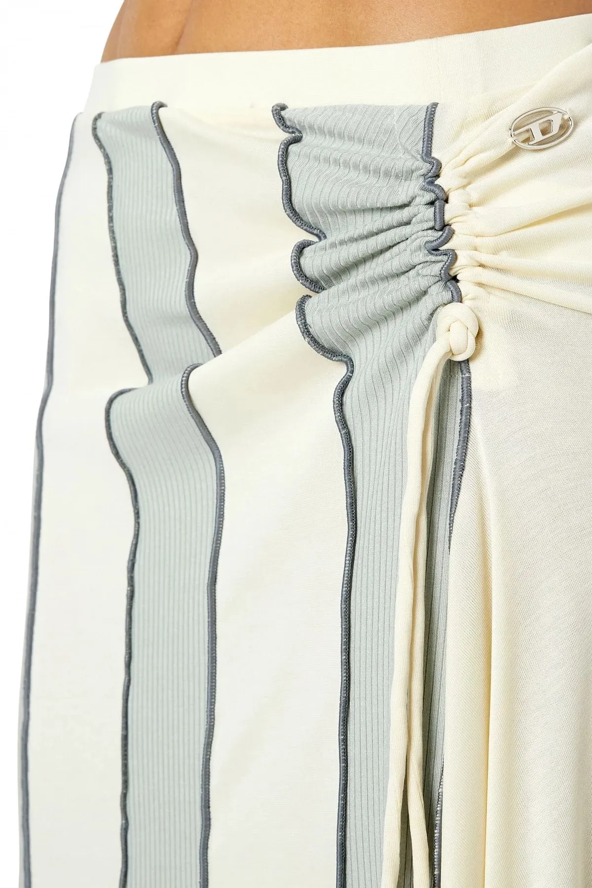 Blue and White Skirt in contrast plain and ribbed jersey
