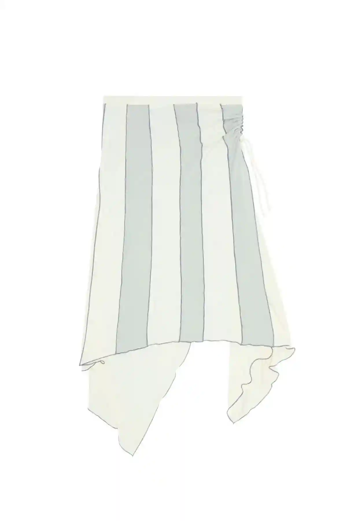 Blue and White Skirt in contrast plain and ribbed jersey