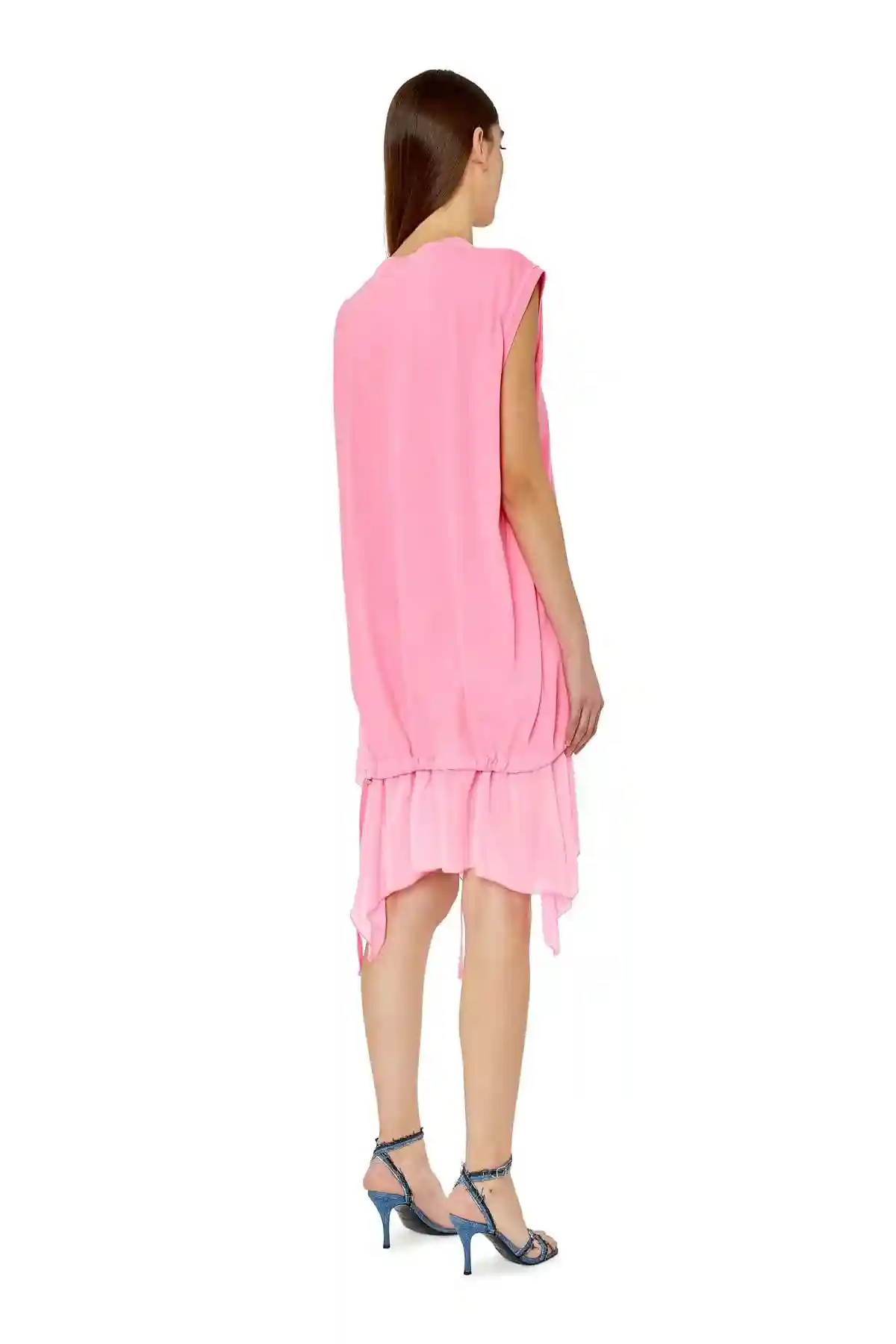 Pink T-shirt dress with georgette hem