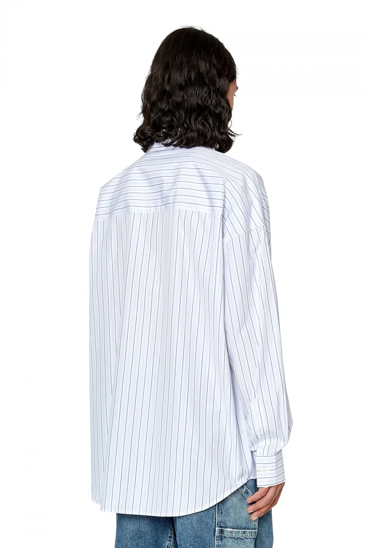 Blue and White Fine cotton shirt with striped pattern