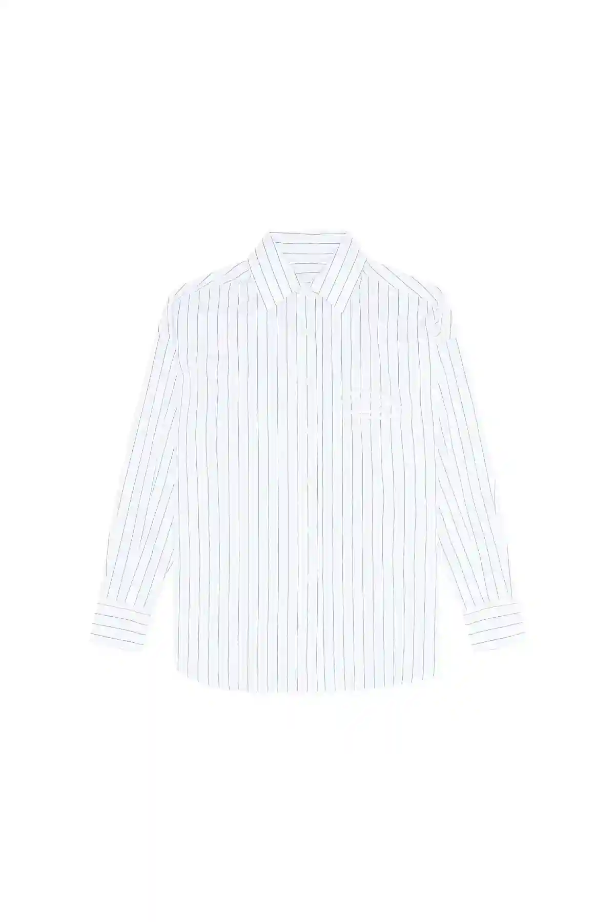 Blue and White Fine cotton shirt with striped pattern