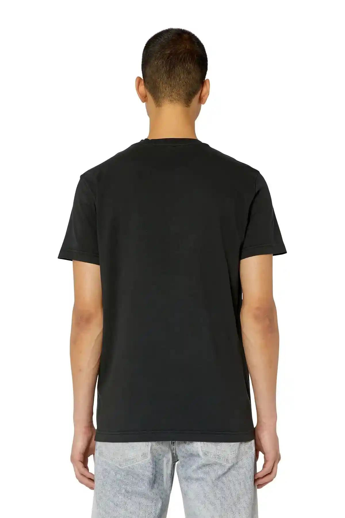 Black T-shirt with metallic shield print