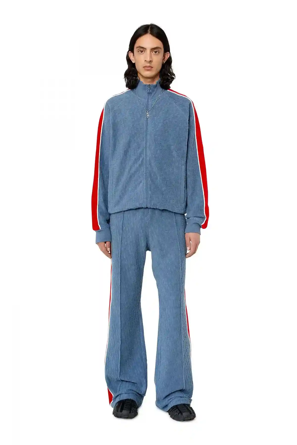 Blue Track jacket with monogram motif