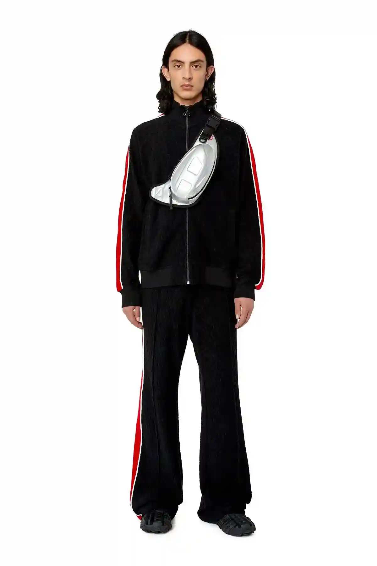 Black Track pants with monogram motif