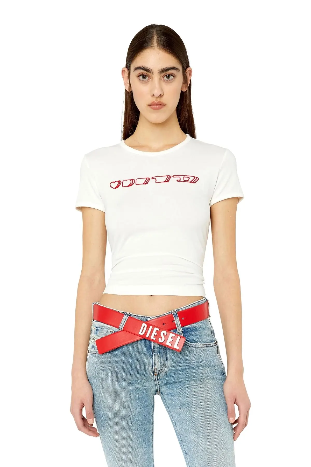 White T-shirt with logo embroidery