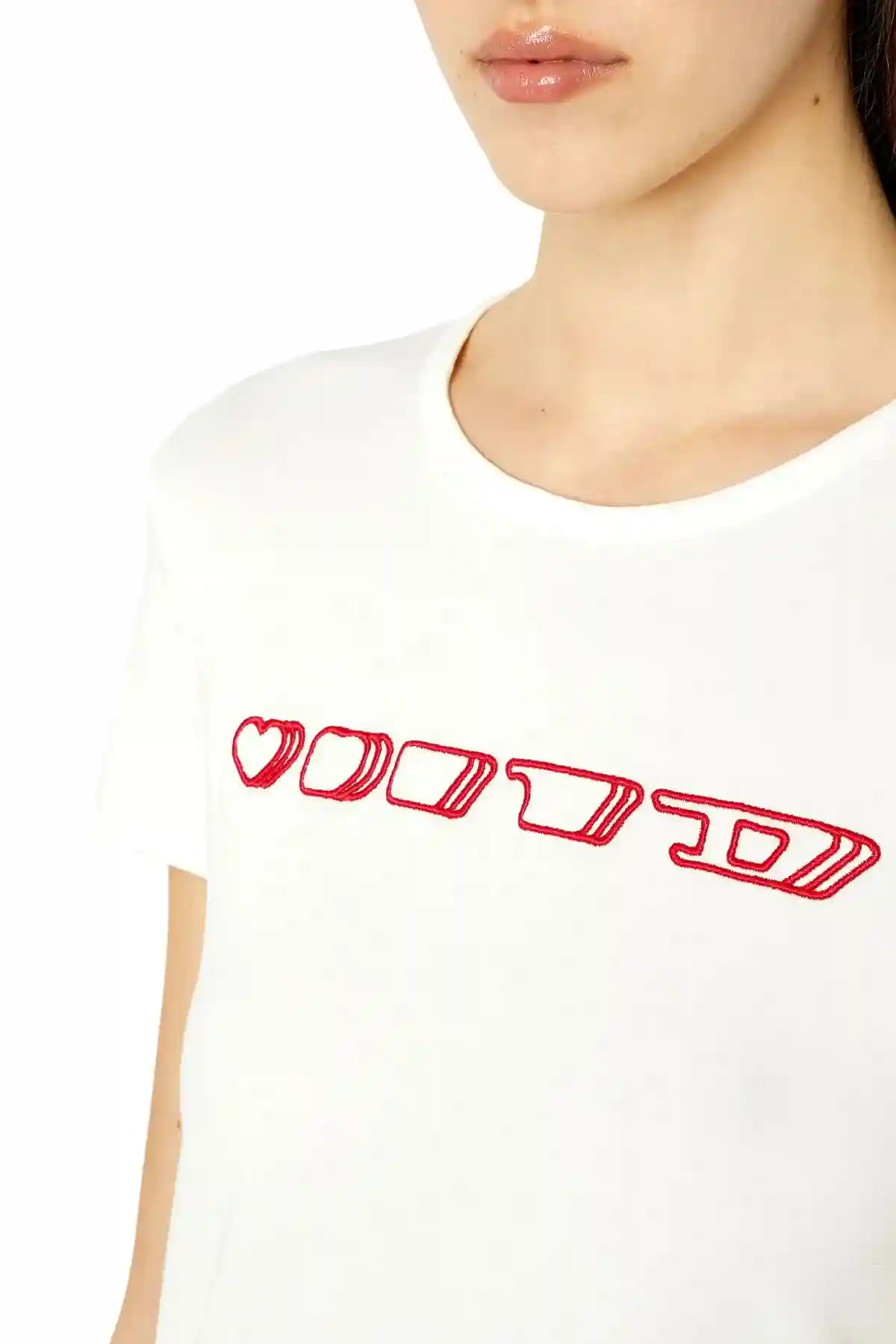 White T-shirt with logo embroidery