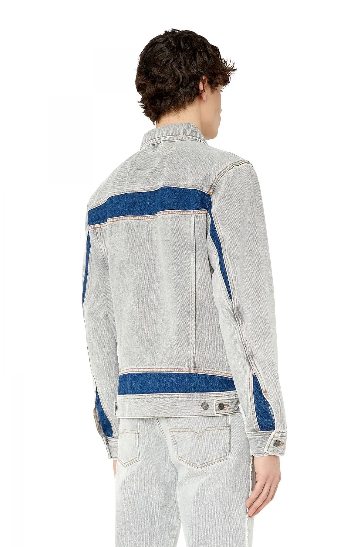 Grey Regular-fit panelled trucker jacket
