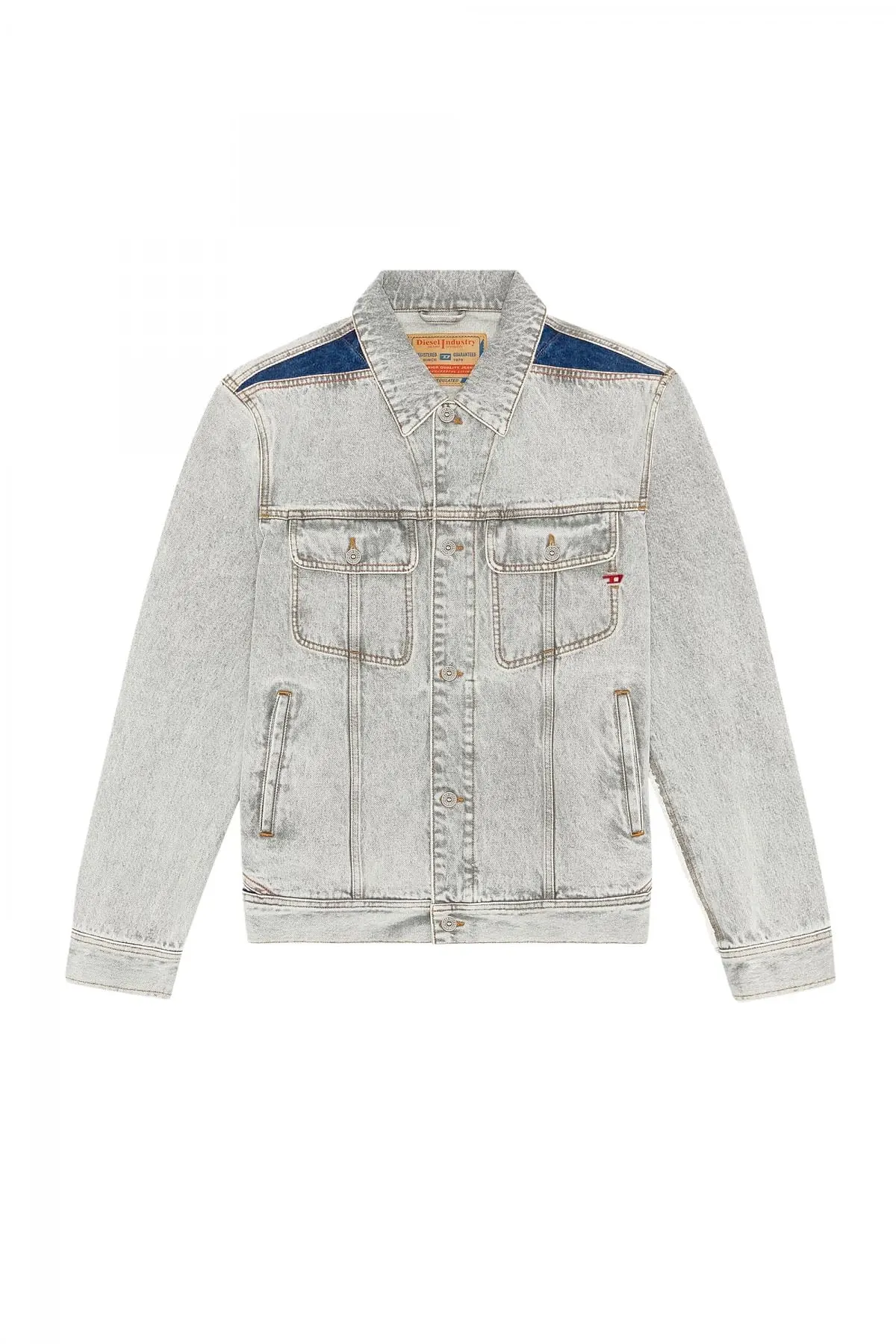 Grey Regular-fit panelled trucker jacket