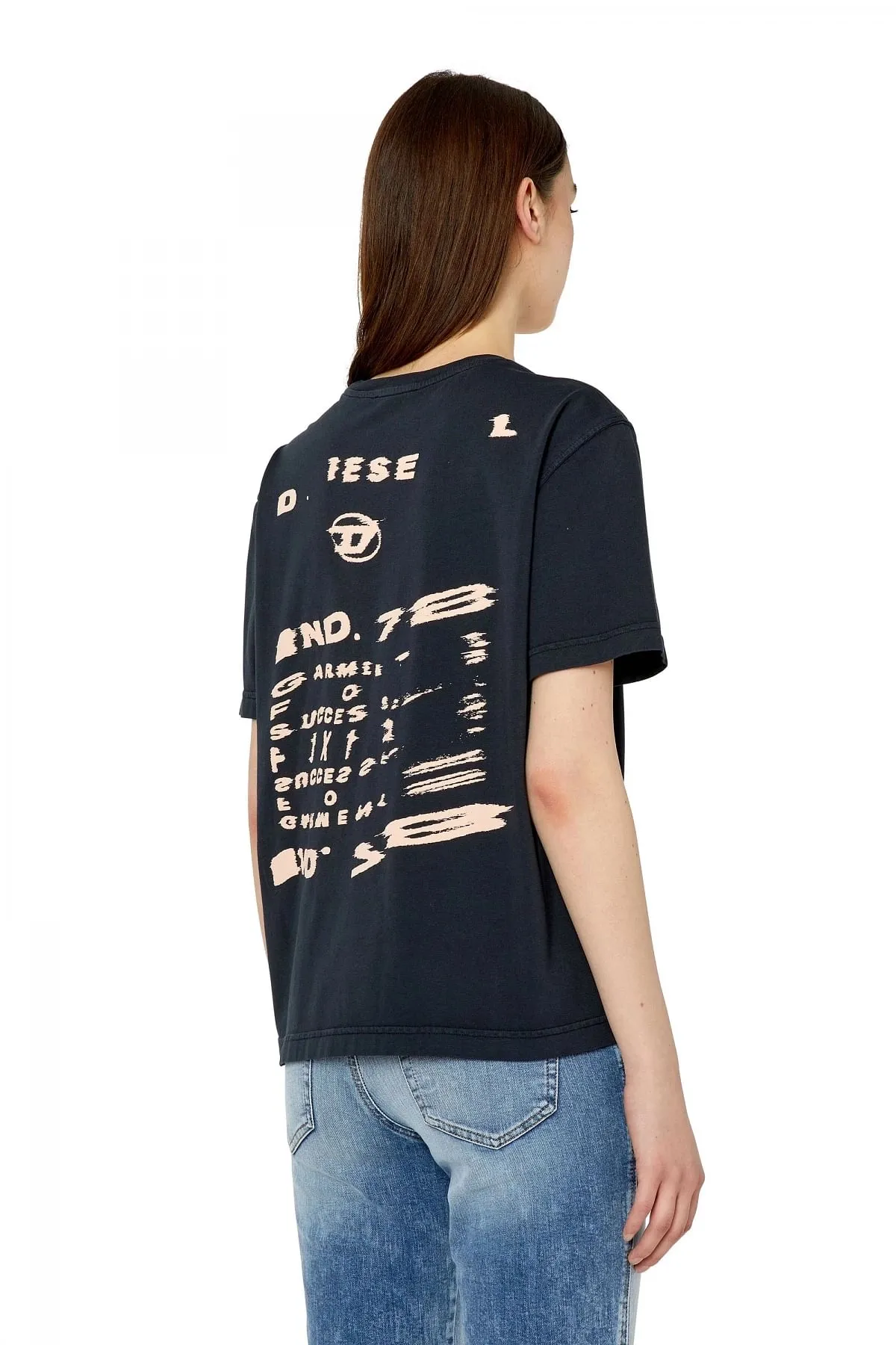Black T-shirt with distorted Diesel puff print