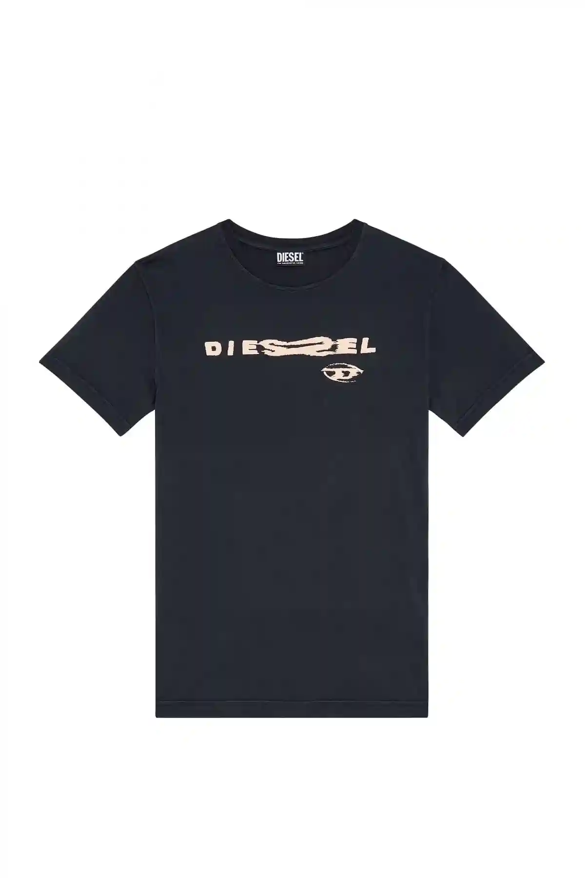 Black T-shirt with distorted Diesel puff print