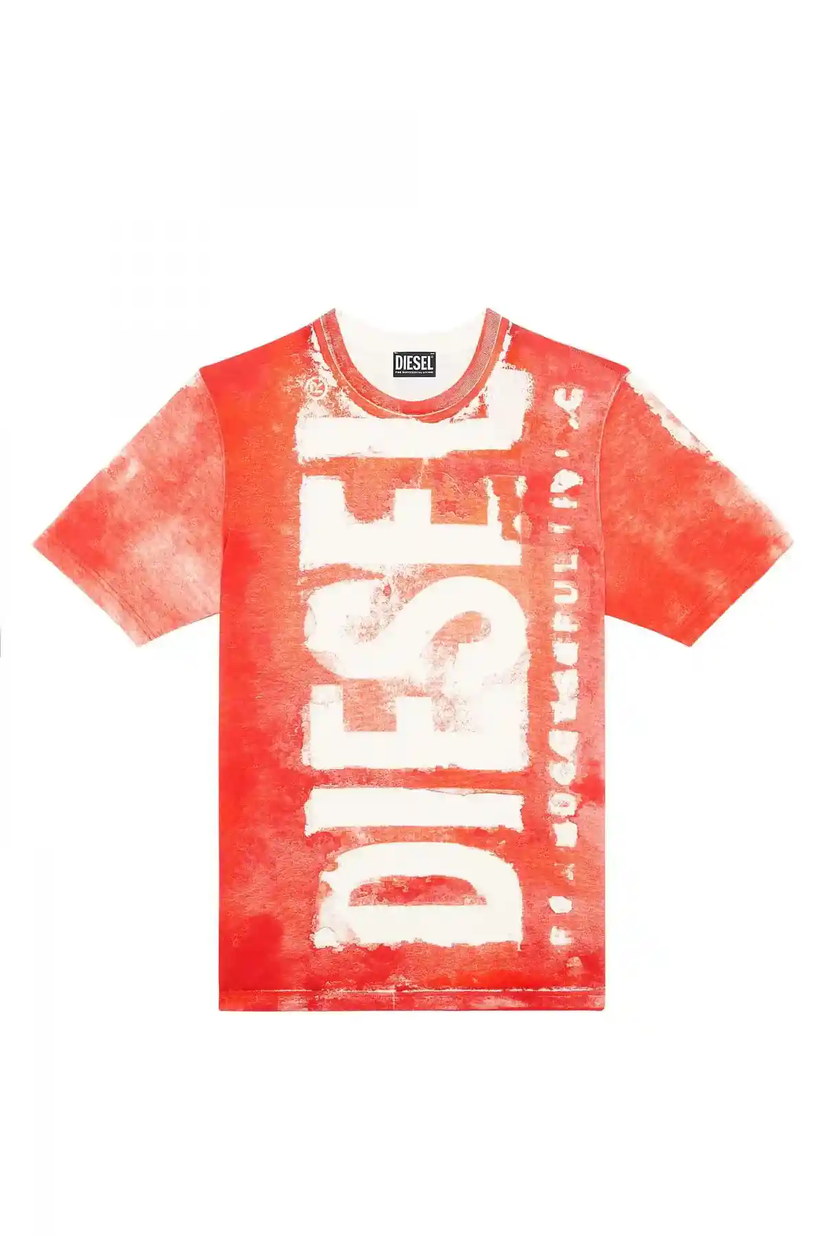 Red T-shirt with bleeding logo