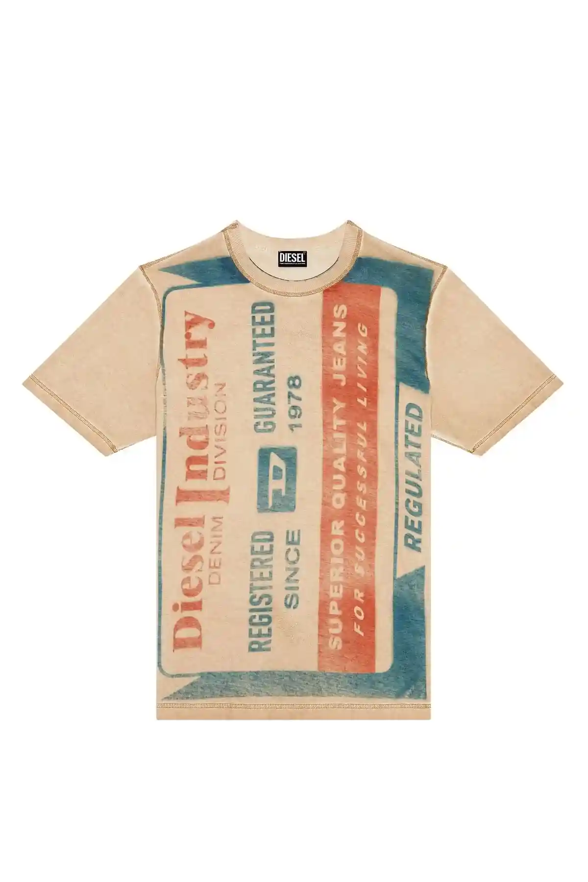 Beige and Red T-shirt with jacron patch print