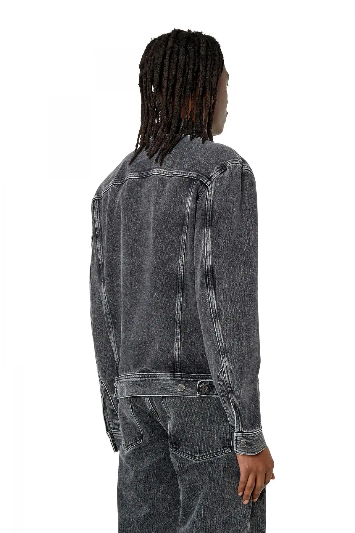 Black Regular-fit logo-embossed trucker jacket