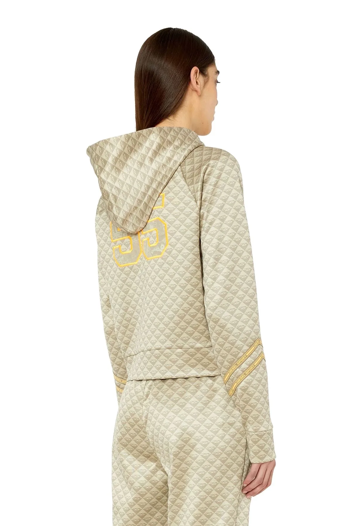 Beige Monogram hooded track jacket
