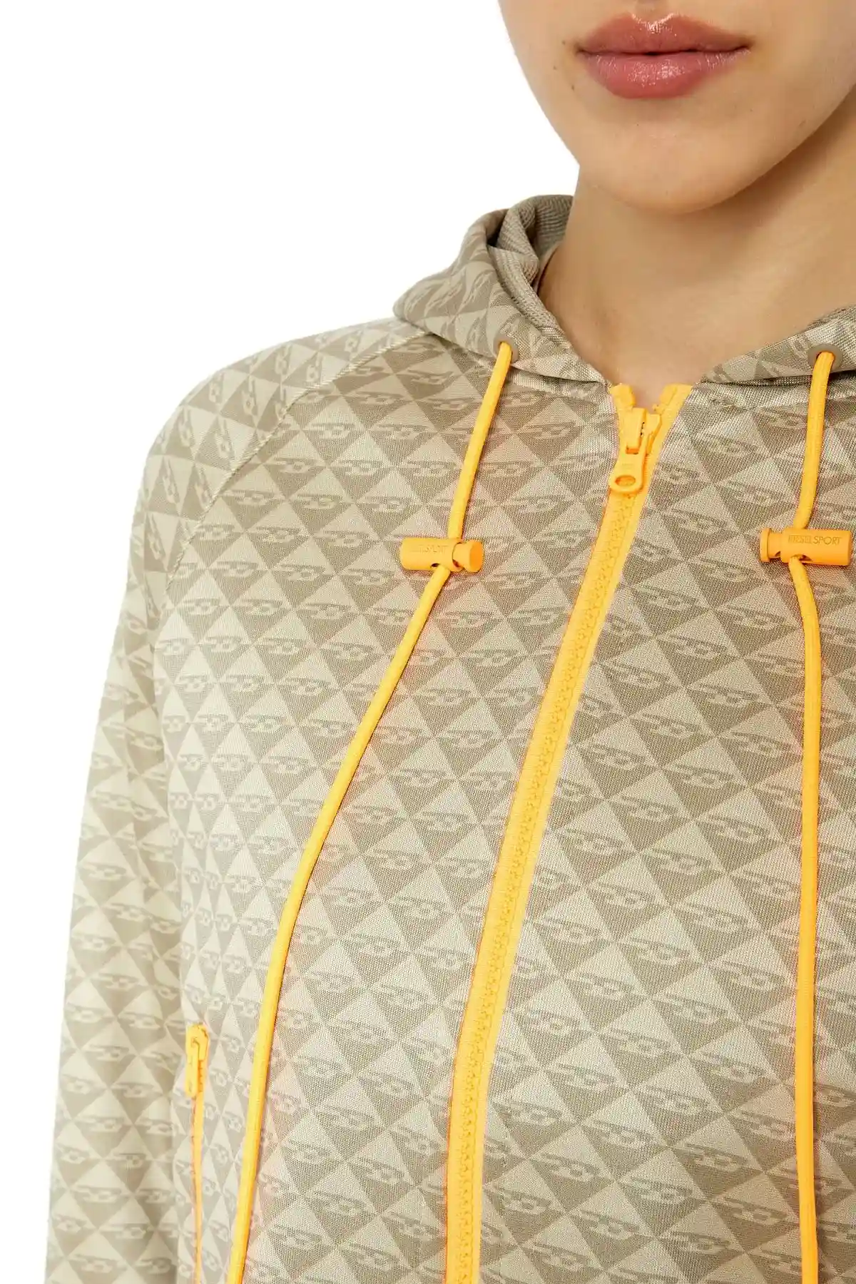 Beige Monogram hooded track jacket