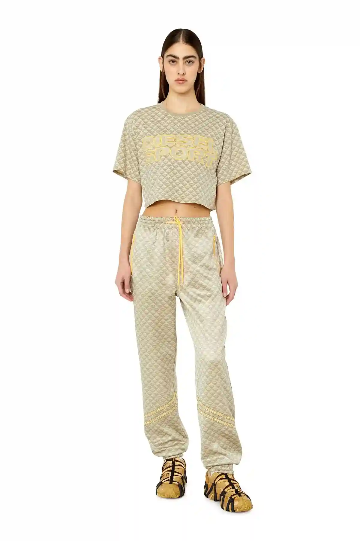 Beige Monogram track pants