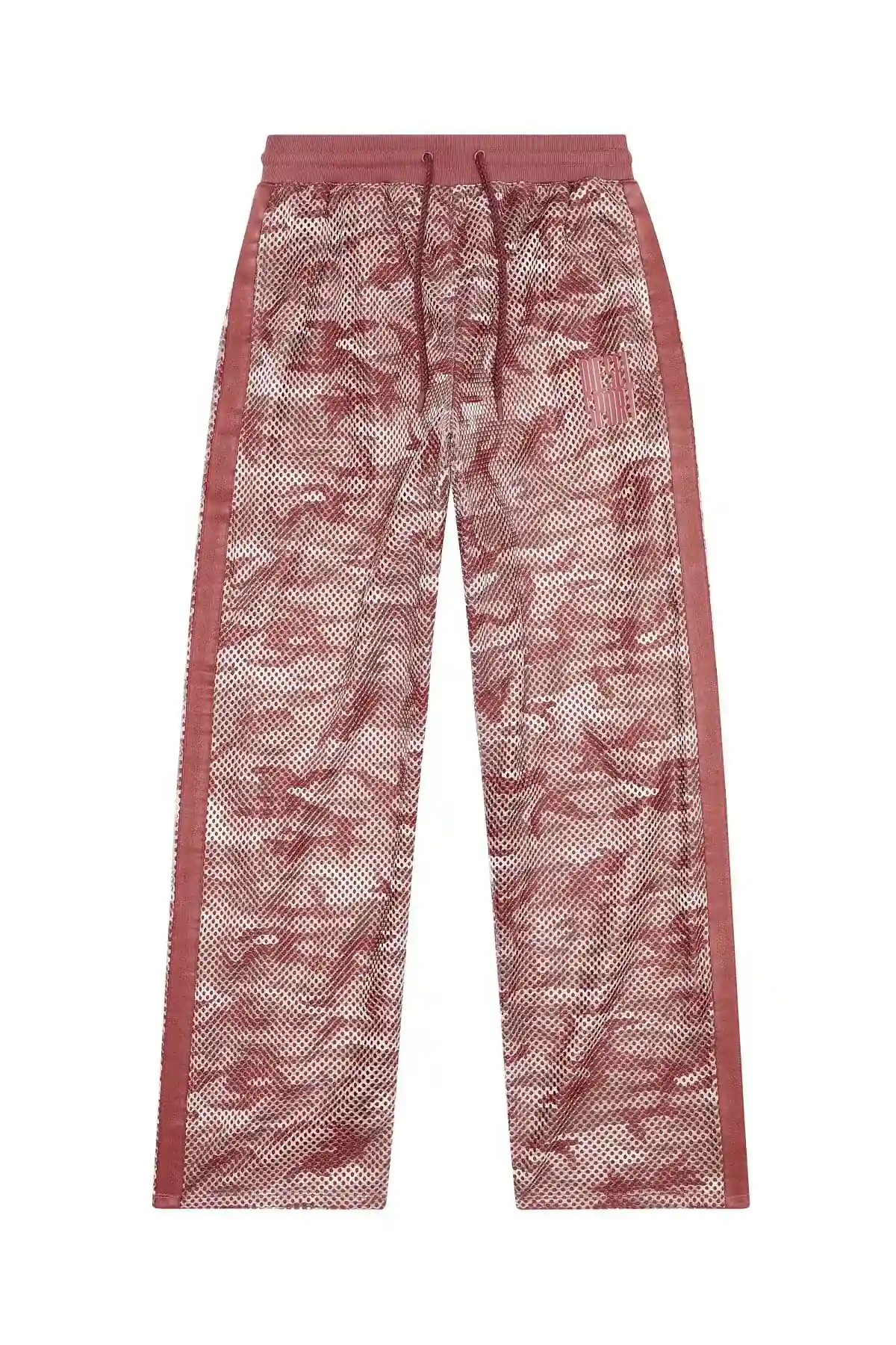 Pink Mesh track pants with camo print