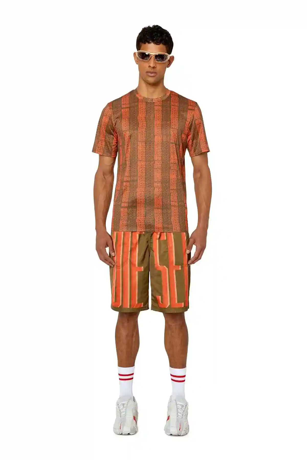 Orange Sport T-shirt with all-over logo