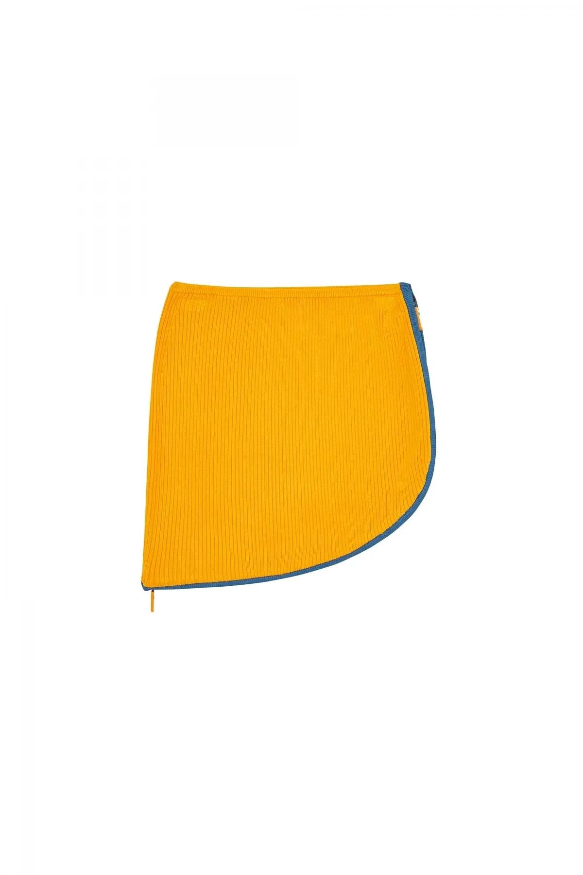 Orange Ribbed mini skirt with curved hem