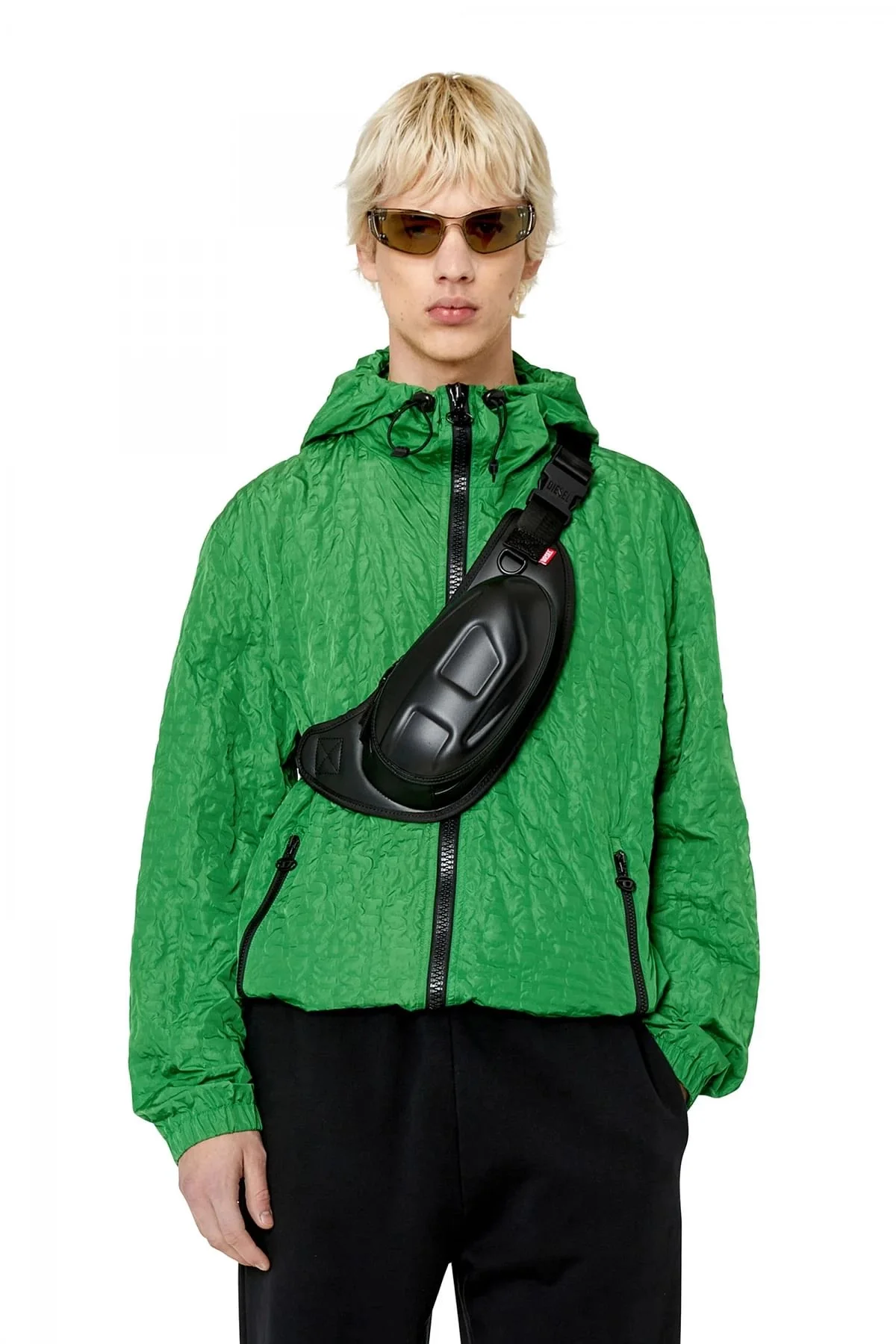 Green Windbreaker in tactile monogram nylon Jacket