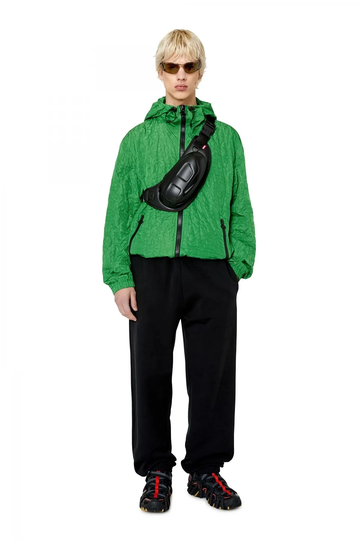 Green Windbreaker in tactile monogram nylon Jacket