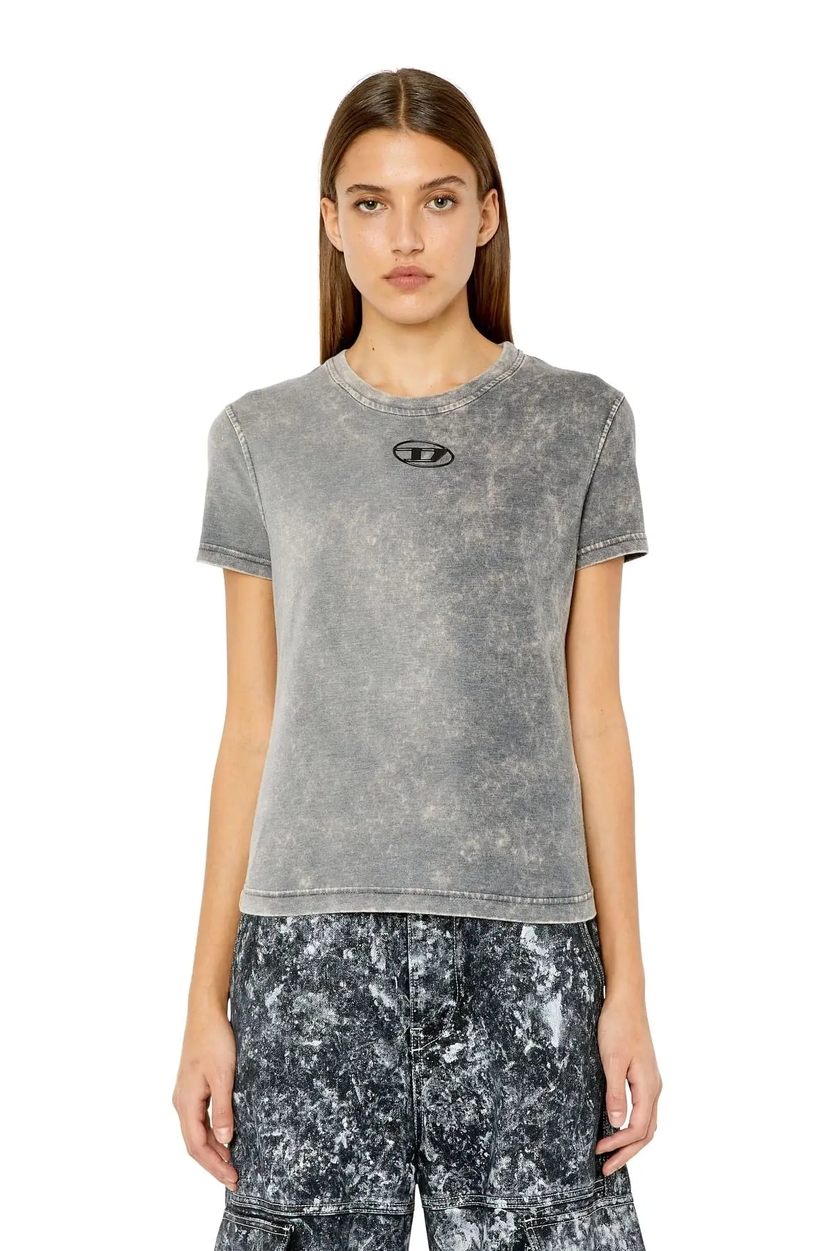 Grey Faded T-shirt with injection-print logo
