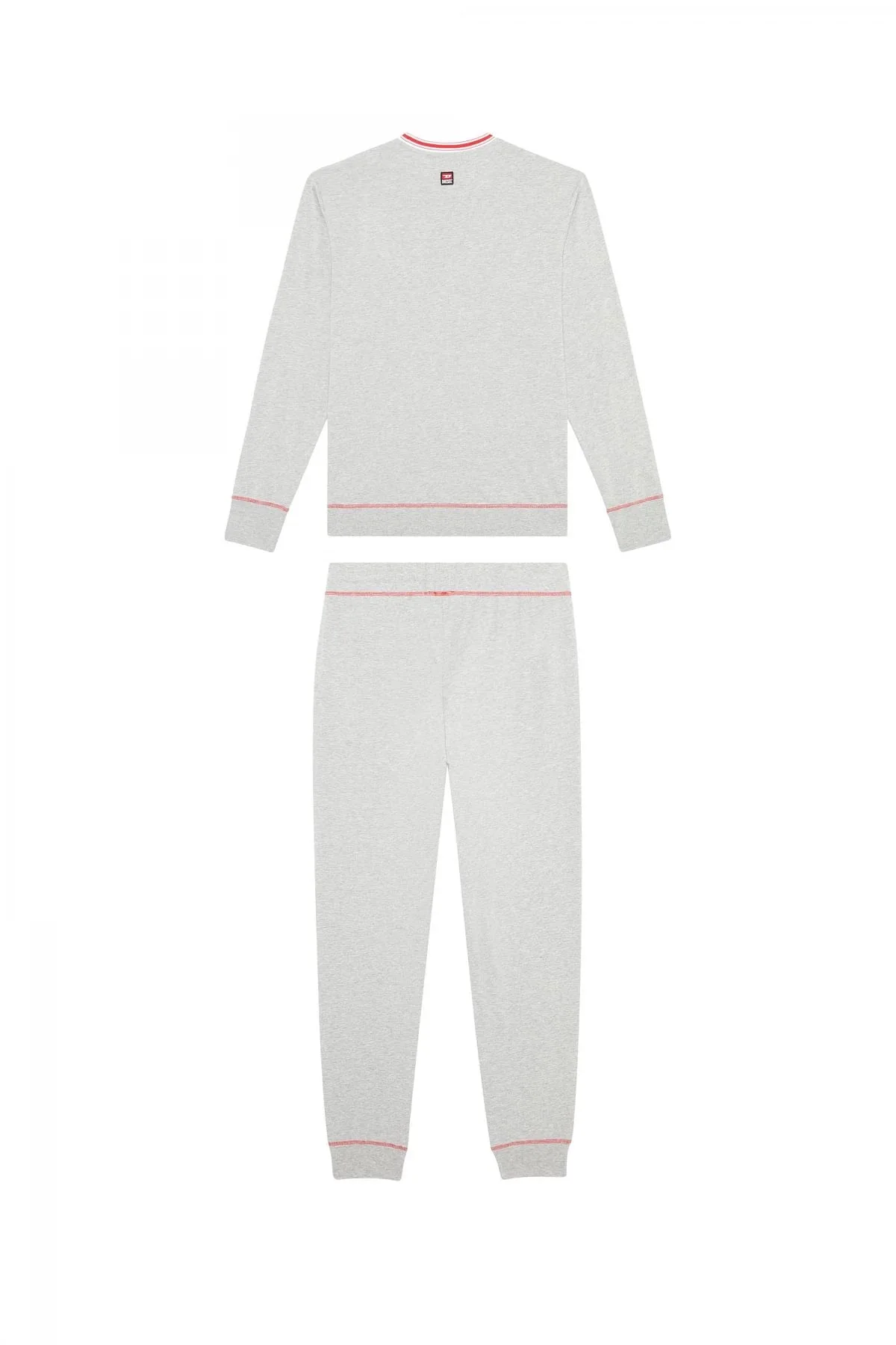 Grey Long pyjama set with striped neck