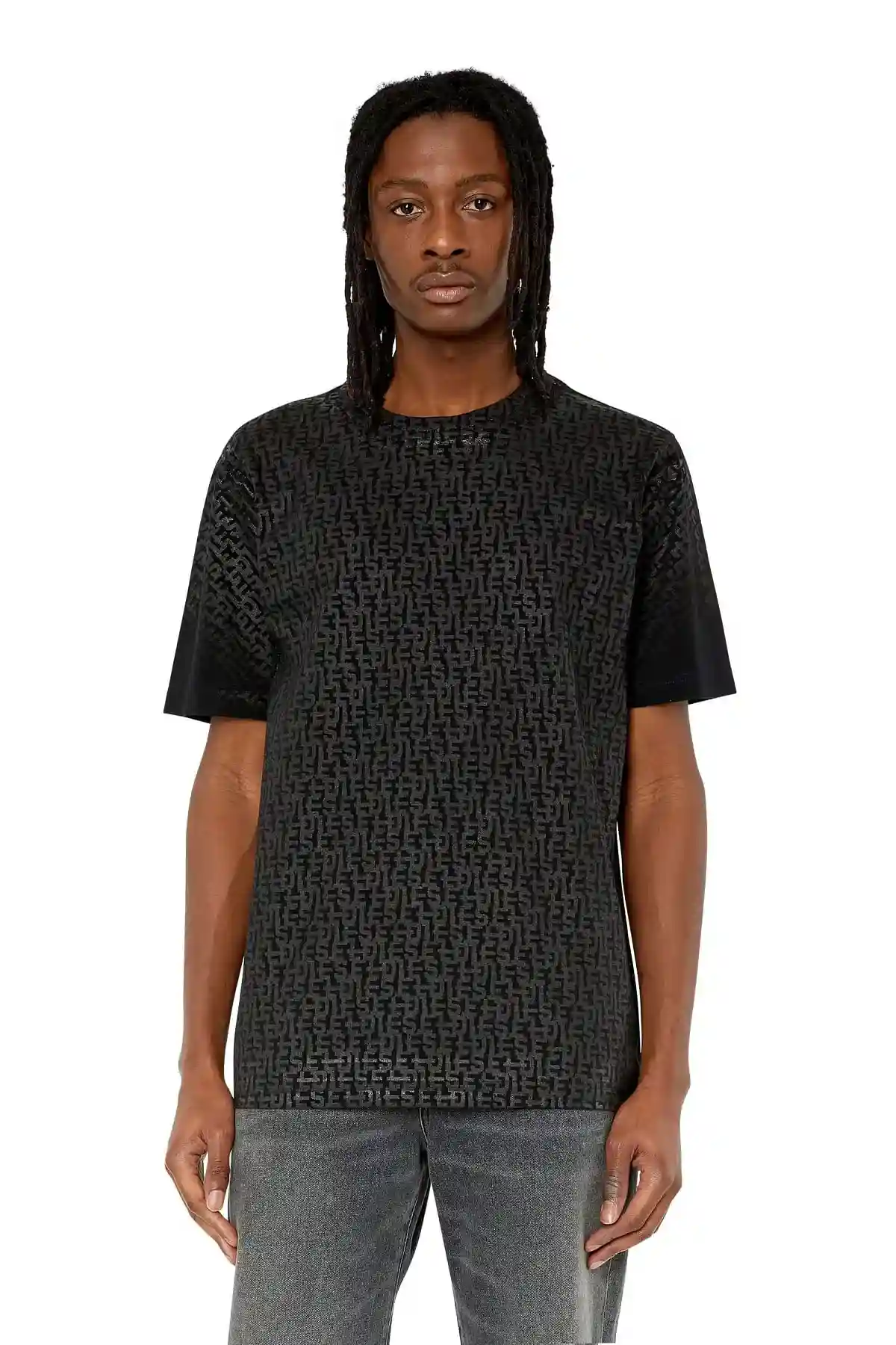 Black T-shirt with monogram print