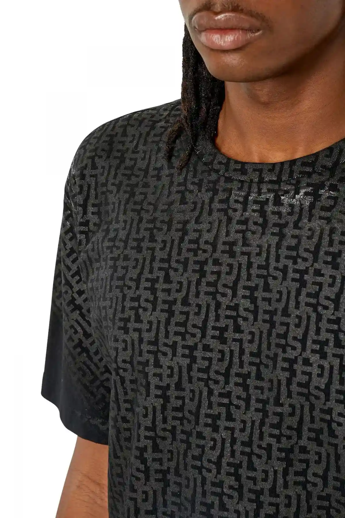 Black T-shirt with monogram print