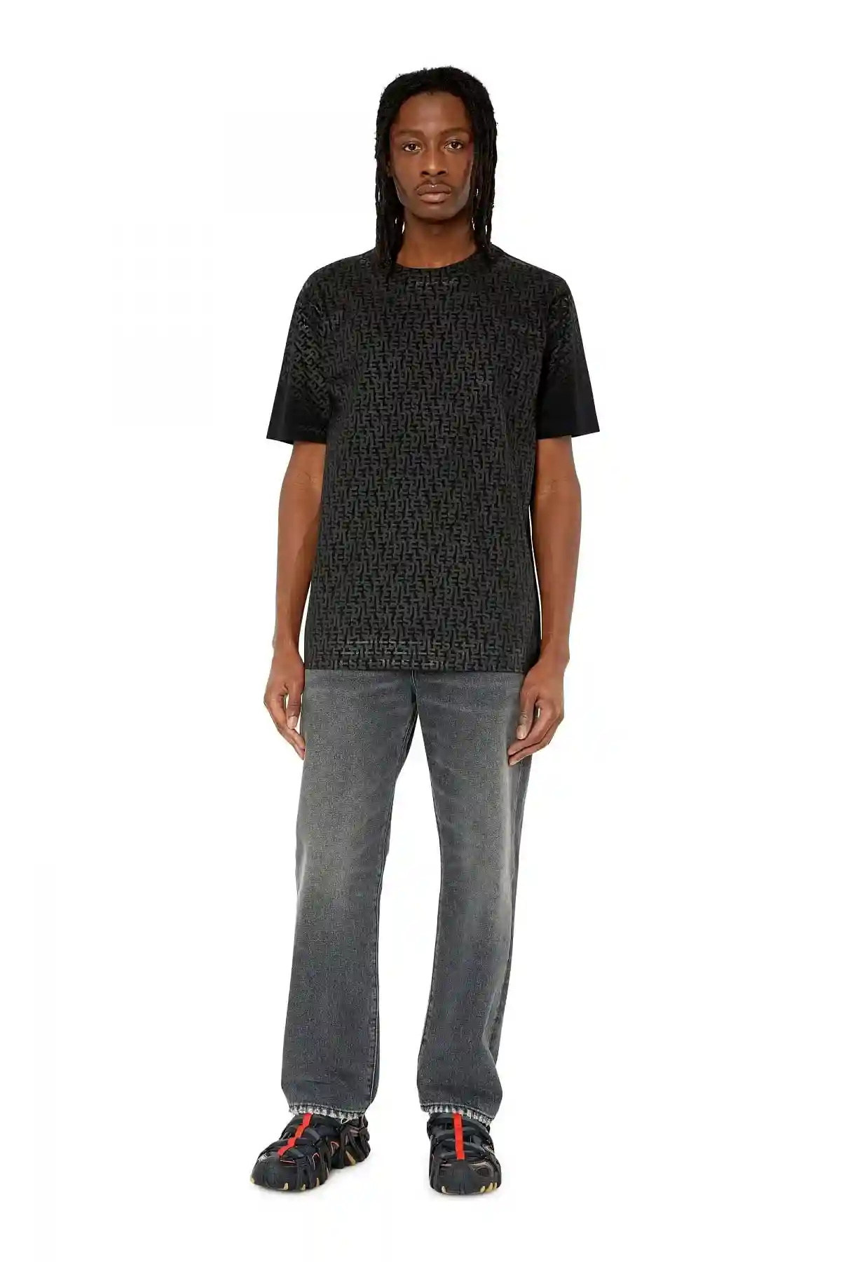 Black T-shirt with monogram print
