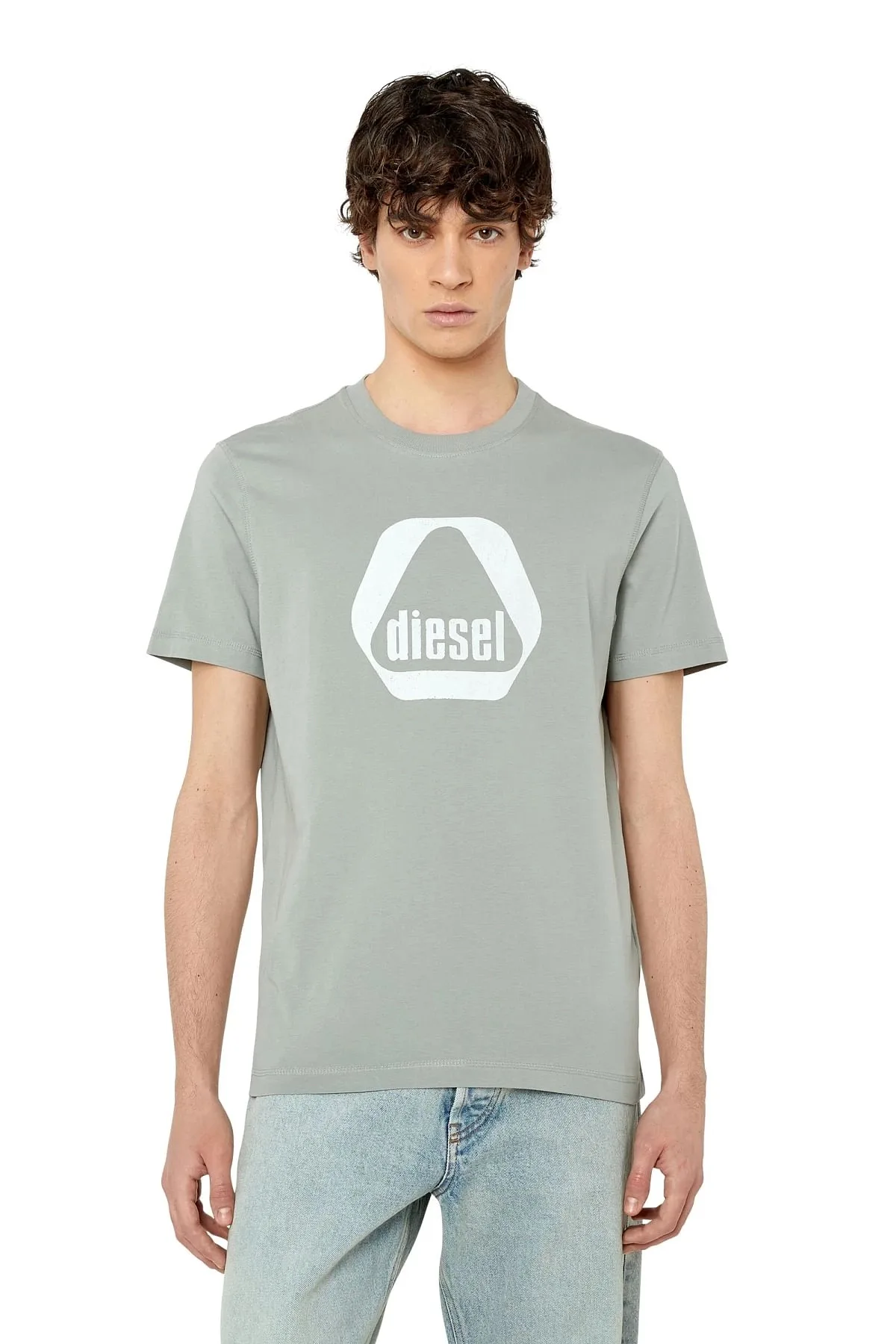 Grey T-shirt with utility logo print