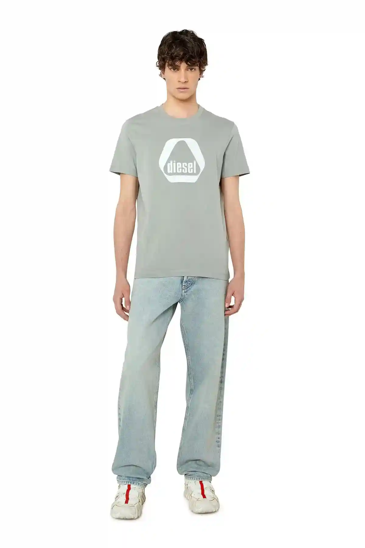 Grey T-shirt with utility logo print