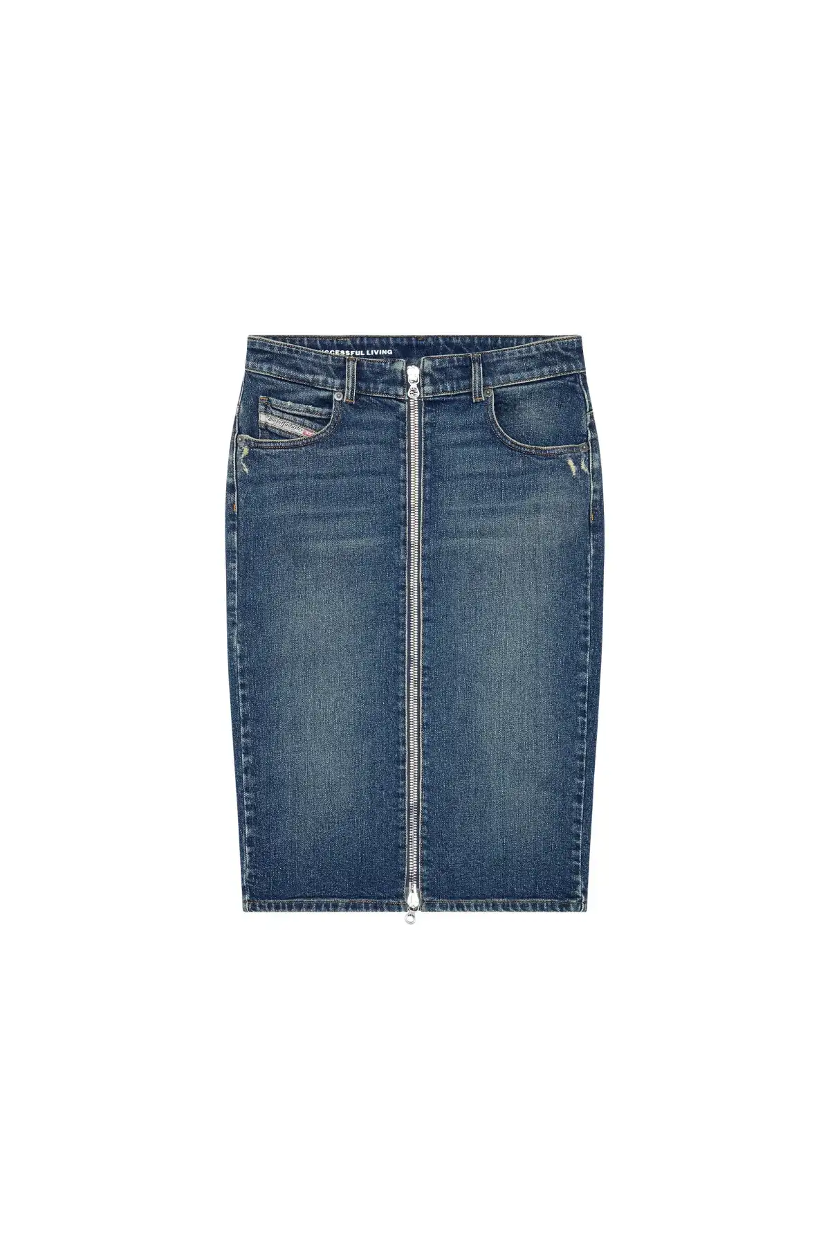 Blue Pencil skirt in cotton and hemp denim