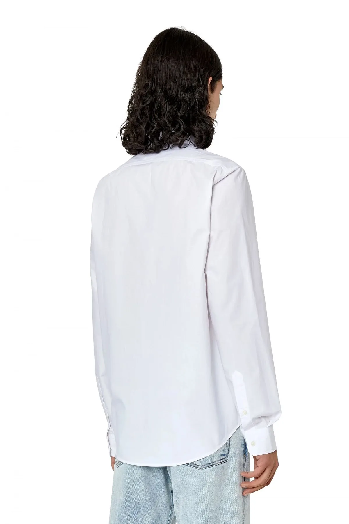 White Cotton shirt with tonal logo embroidery