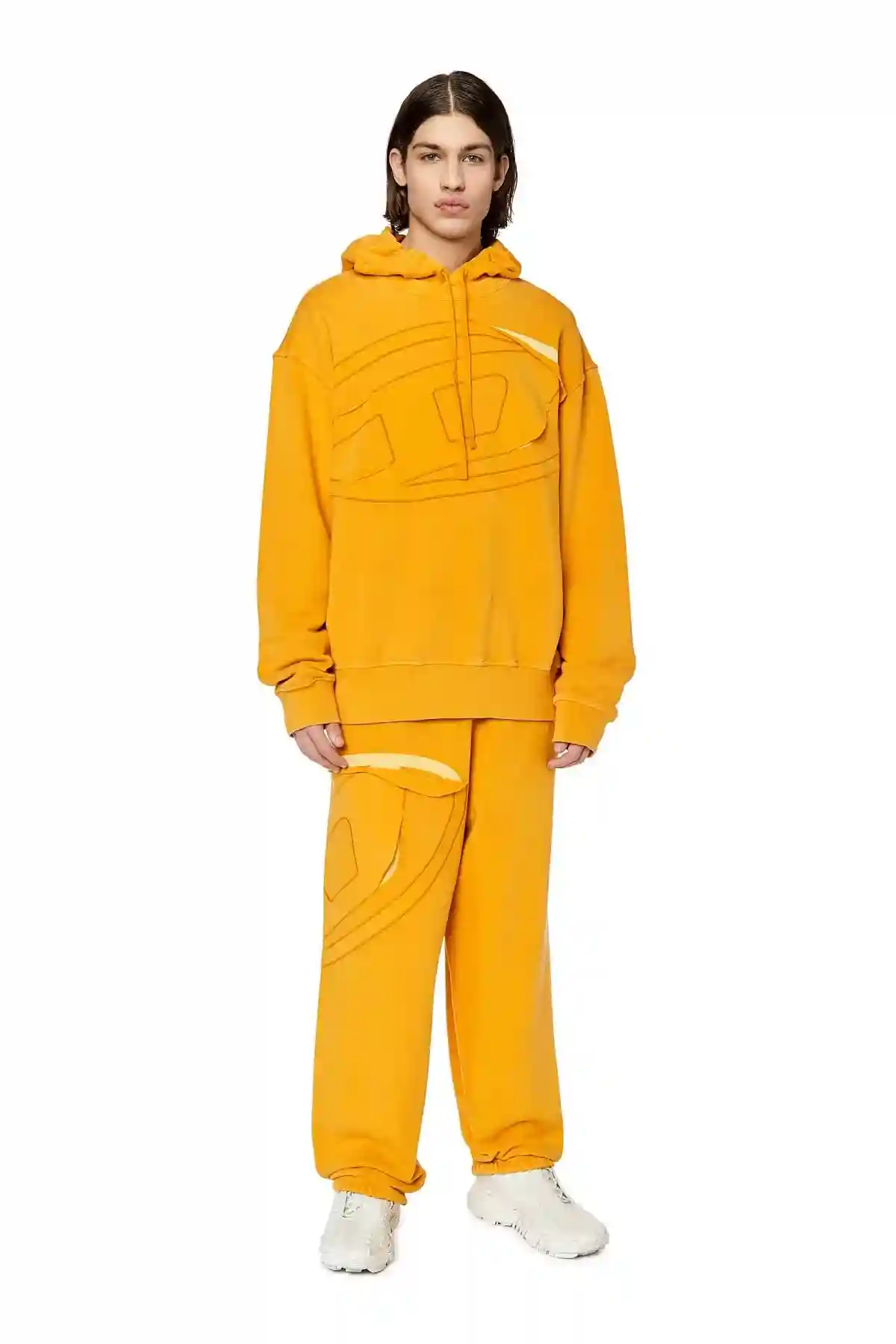 Yellow Track pants with peel-off maxi oval logo