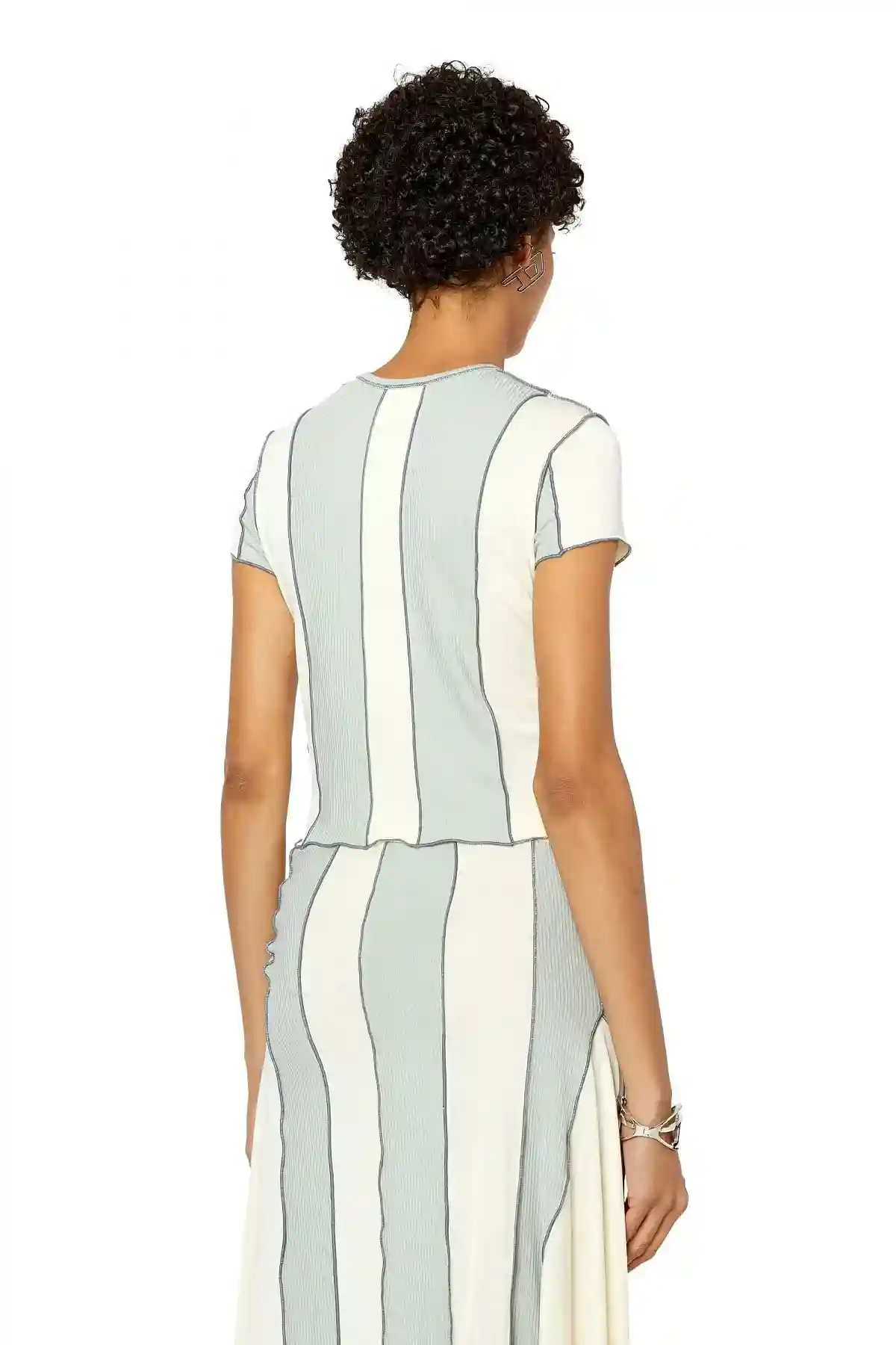 Blue and White Striped T-shirt in jersey and modal