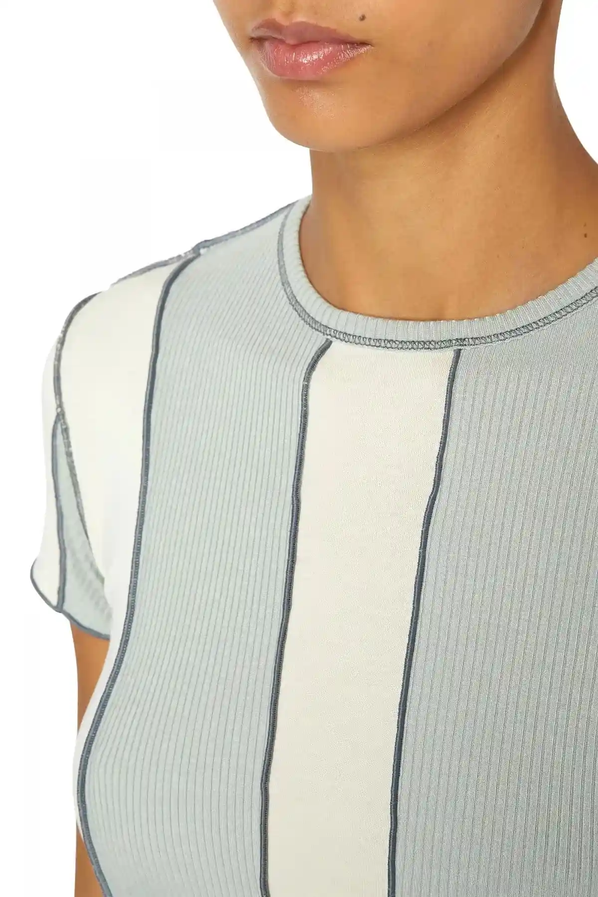 Blue and White Striped T-shirt in jersey and modal